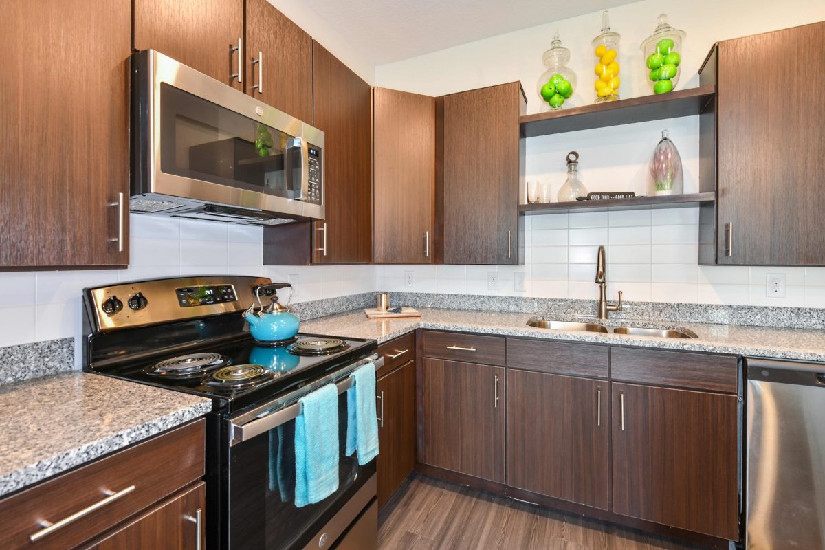 Kitchen with granite counters and stainless steel appliances