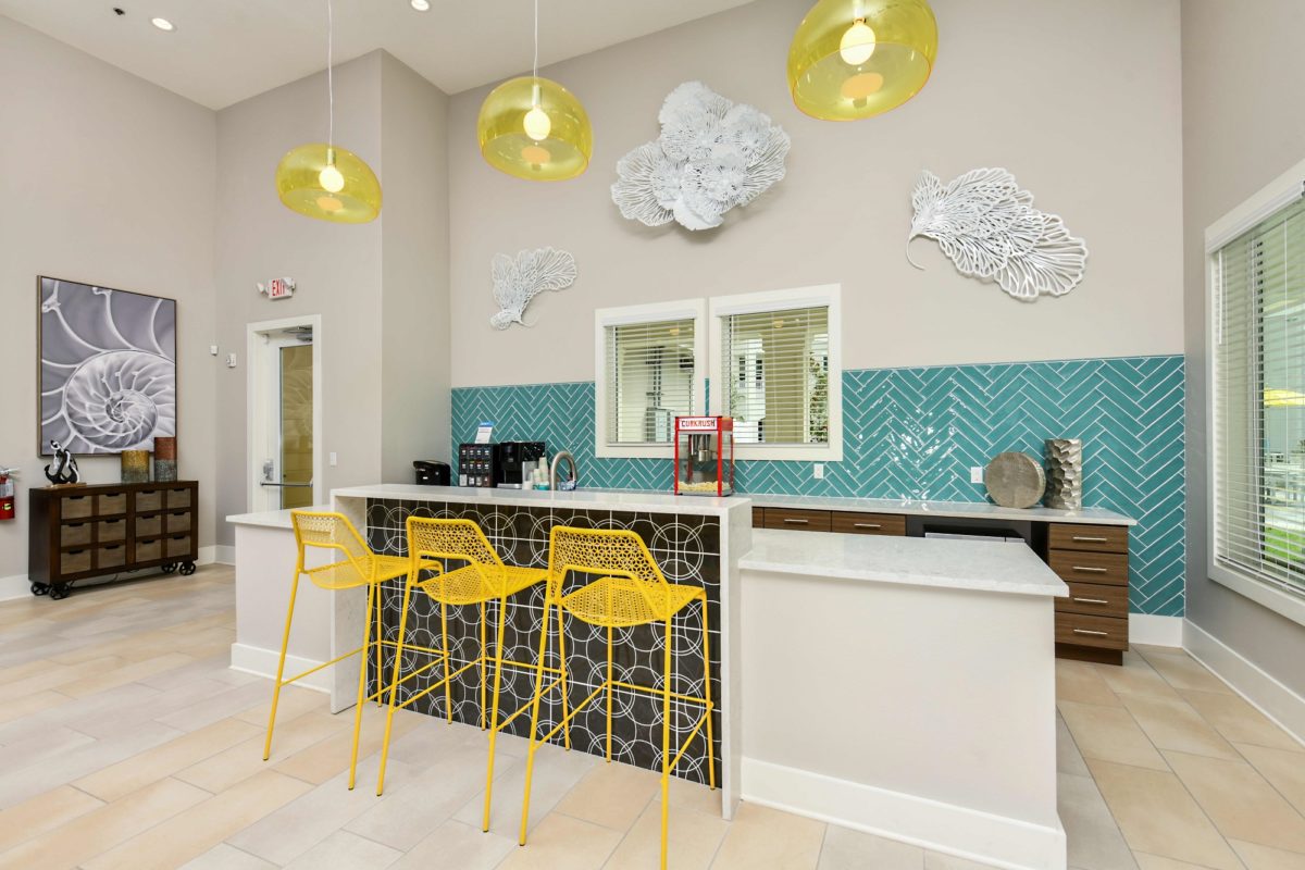 Clubhouse kitchenette with coffee station