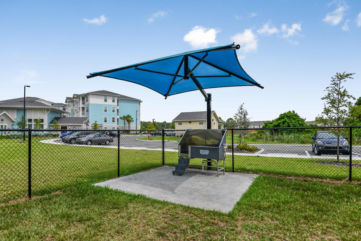 Dog wash station in the dog park