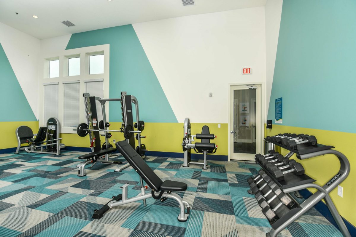 Fitness center with strength training and cardio equipment