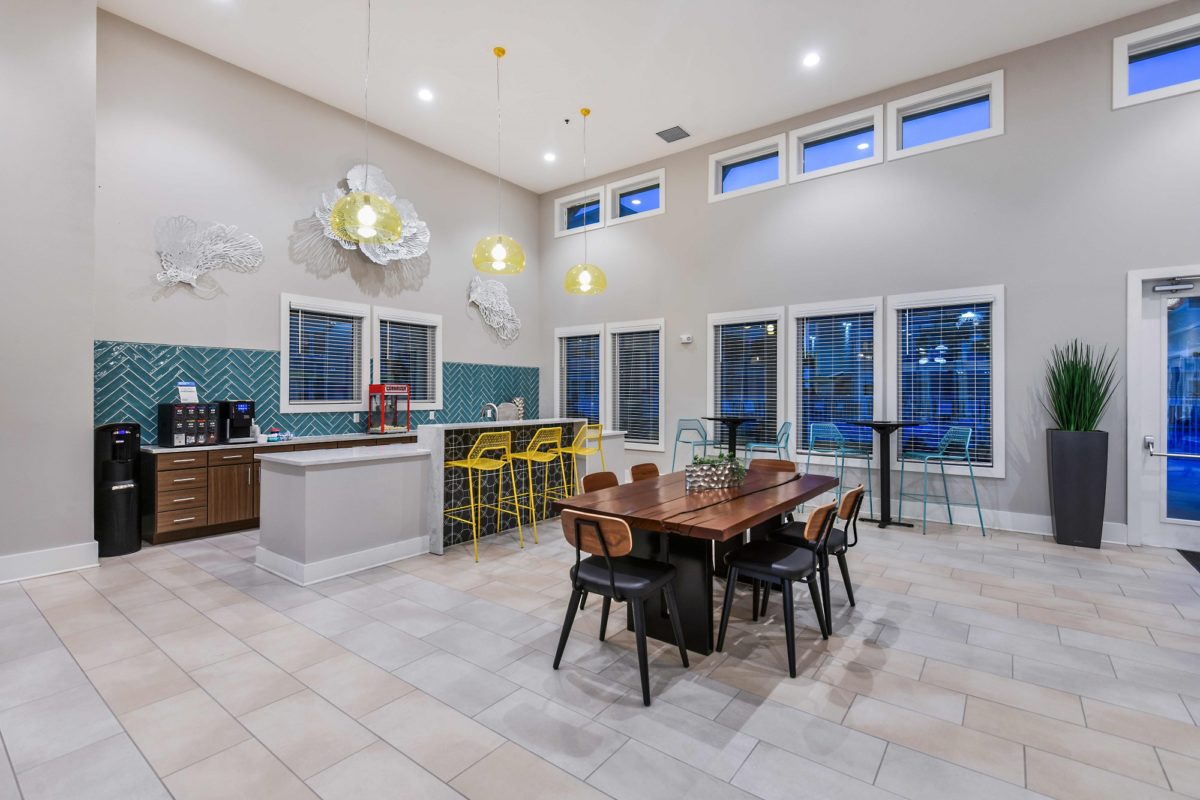 Clubhouse kitchenette and tables