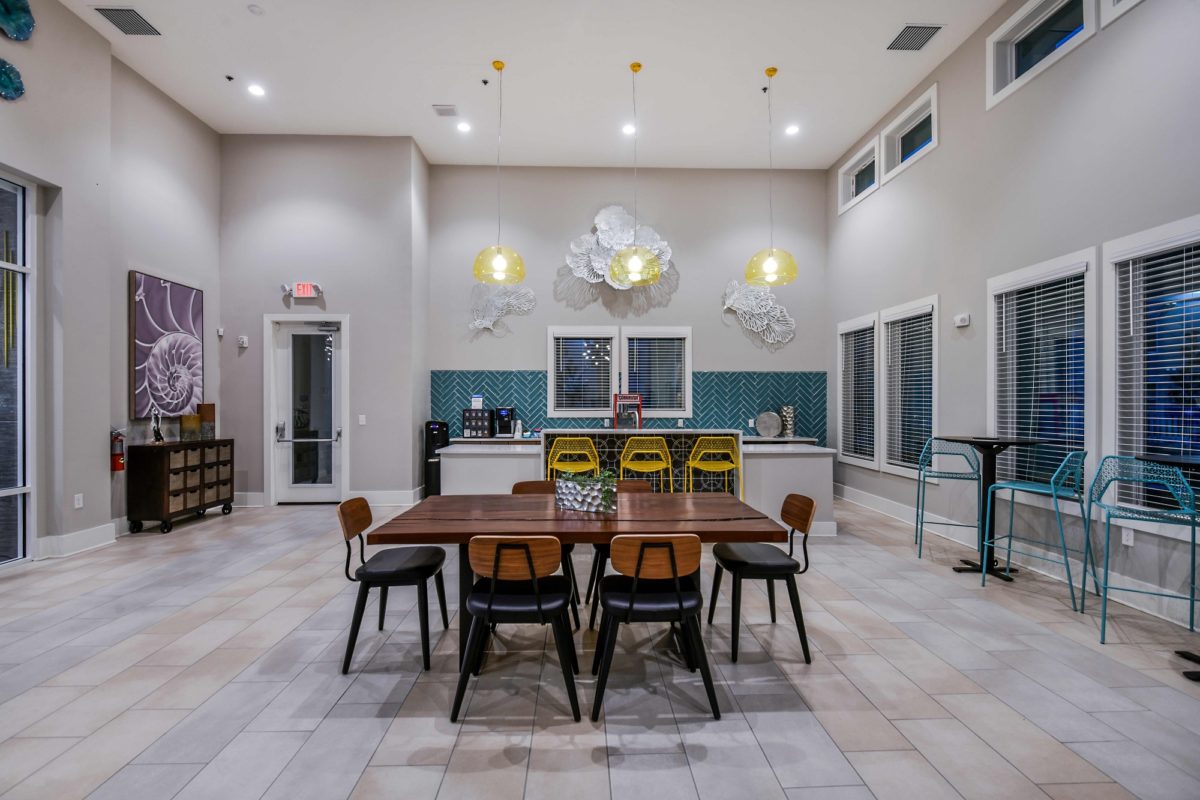 Clubhouse lounge with kitchenette