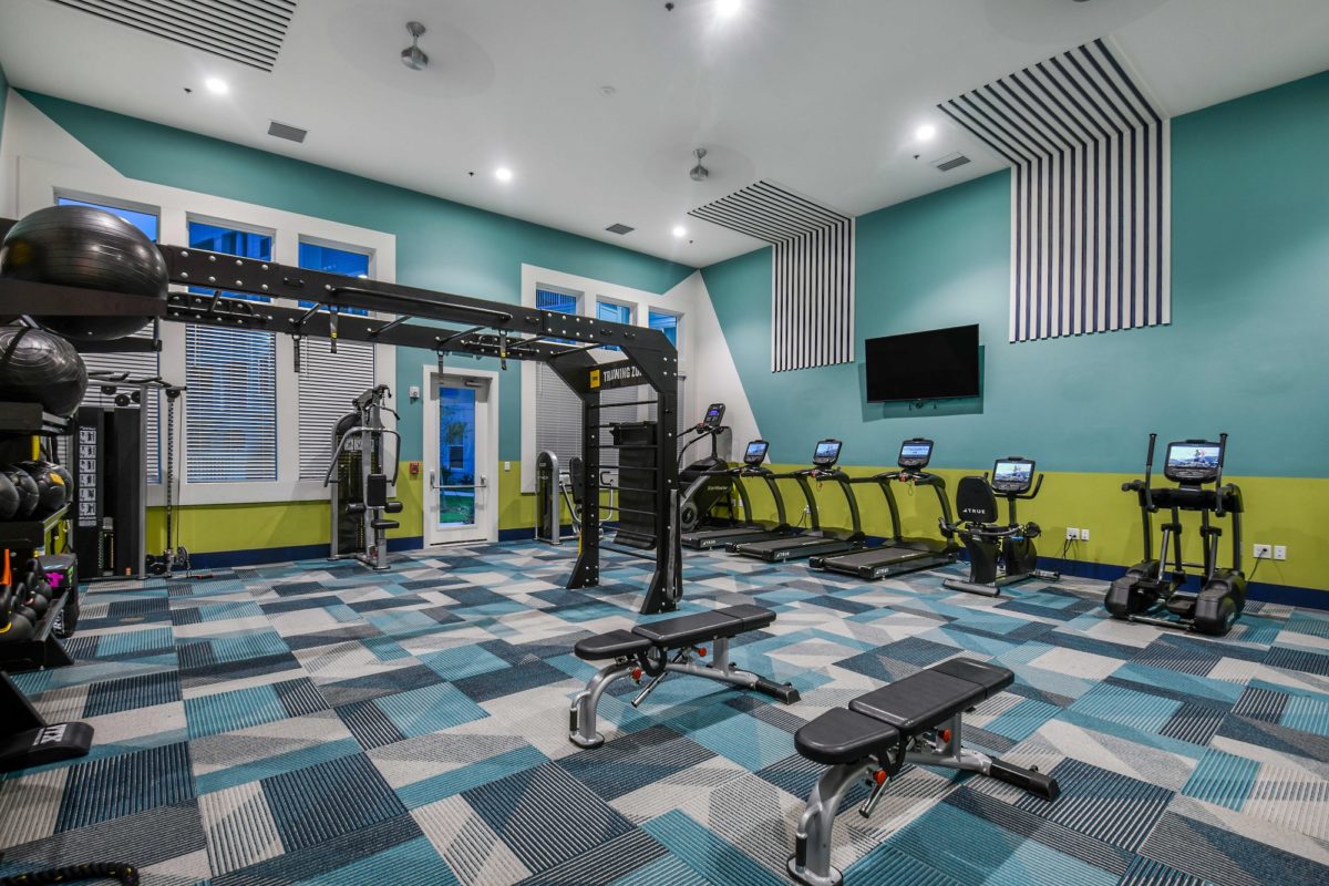 Fitness center with strength training and cardio equipment