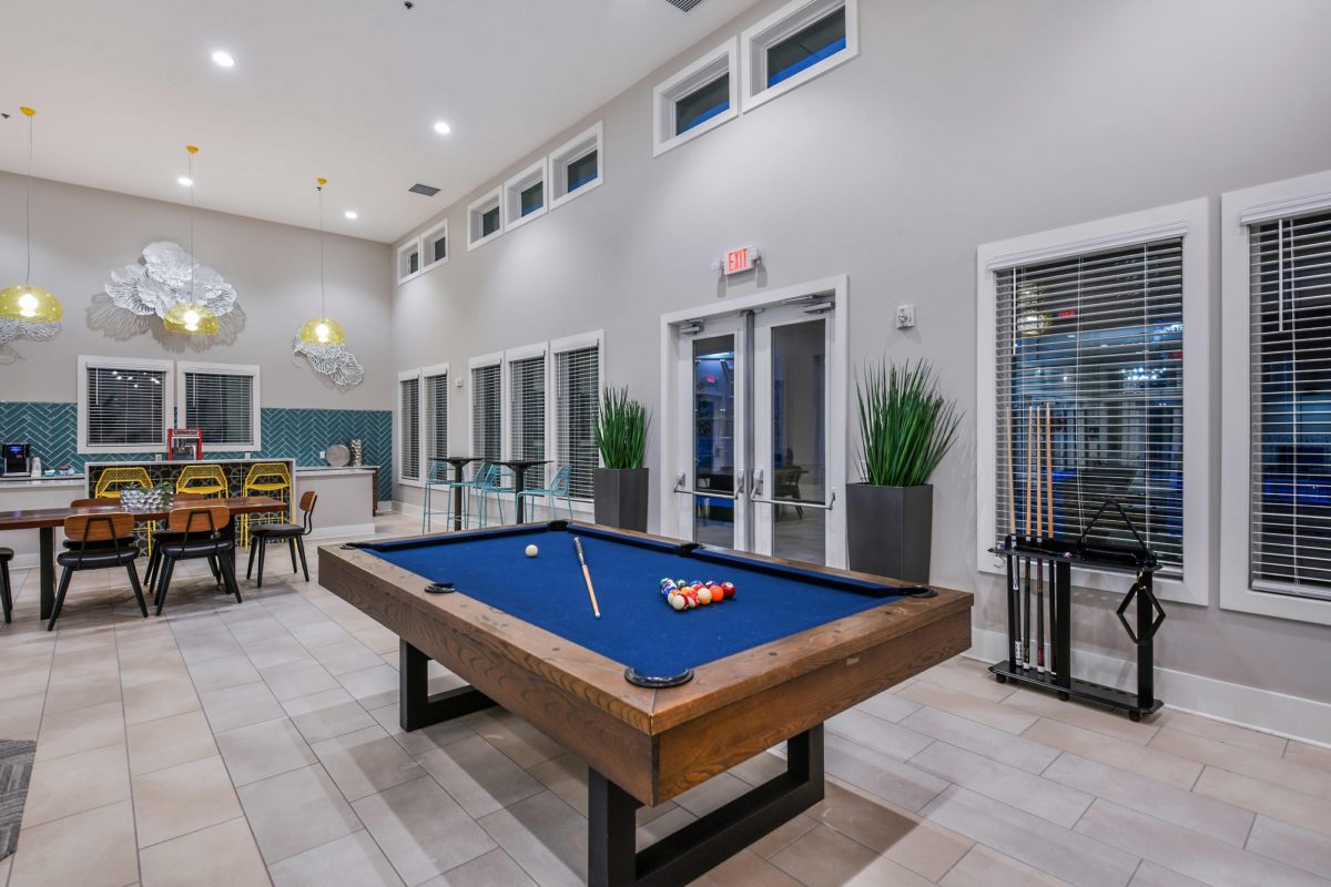 Clubhouse lounge with pool table